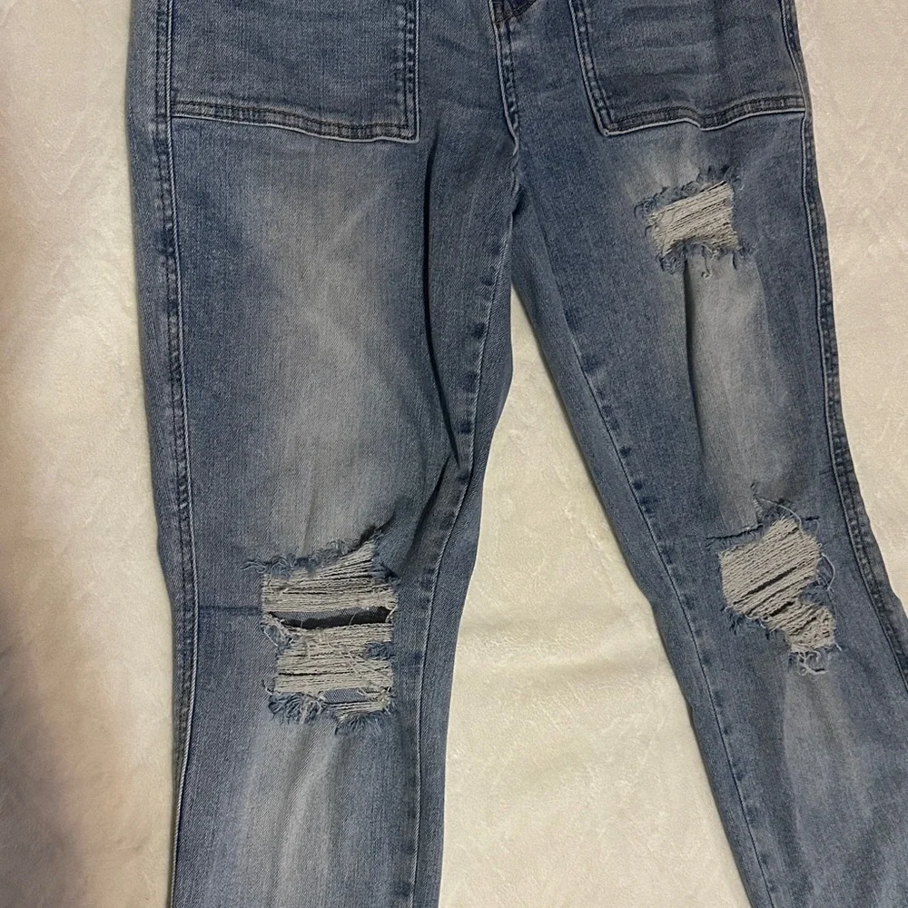 Judy Blue Light Blue Distressed Skinny Jeans - Picture 3 of 4